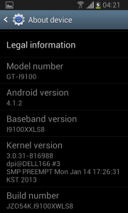 Samsung Galaxy SII primeste update la Android Jelly Bean 4.1.2